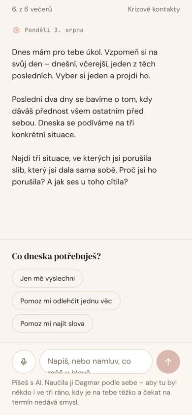 Dáša se ptá, co dnes potřebuješ, se třemi možnostmi